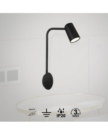 SAL NEGRO * APLIQUE LED GU10 CON INTERRUPTOR NEGRO